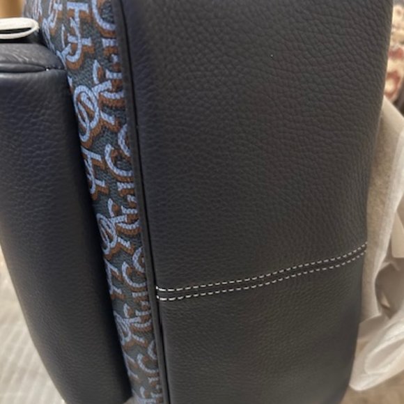 Coach Gold/Navy Court Backpack With Coach Monogram Print - Picture 6 of 14